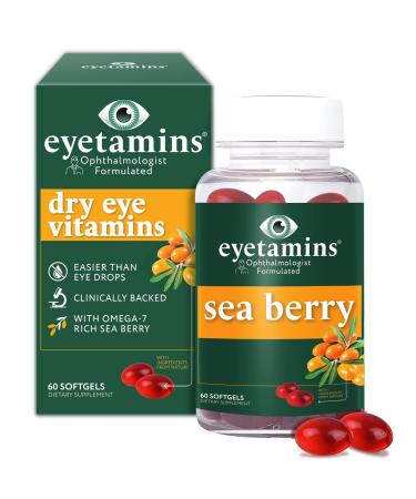 Eyetamins Dry Eye Comfort - 60 Softgels –Ophthalmologist- Formulated, Natural - Himalayan Sea Buckthorn Oil - Vegan and Non-GMO Formula 60 Count (Pack of 1) - Buy Online on GoSupps.com