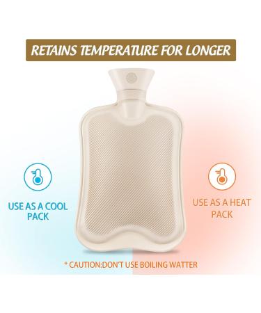 Premium 2L Hot Water Bottle with 2 Knitted Cases - Leak-Proof Washable Warm-Up Bag for Pain Relief (White & Gray) - Buy Online on GoSupps.com