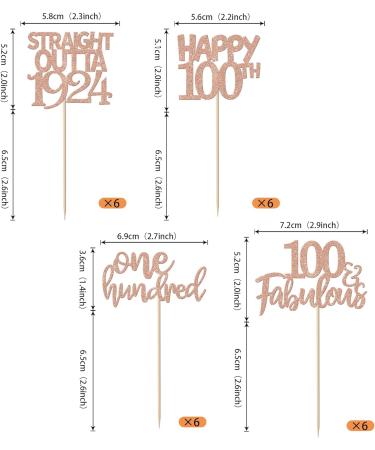 24 Pack Straight Outta 1924 Cupcake Toppers Happy 100th Birthday One-hundred Awesome Since 1924 Cupcake Picks 100 Fabulous Cake Decorations for 100th Birthday Anniversary Party Rosegold 100th Rose Gold - Buy Online on GoSupps.com