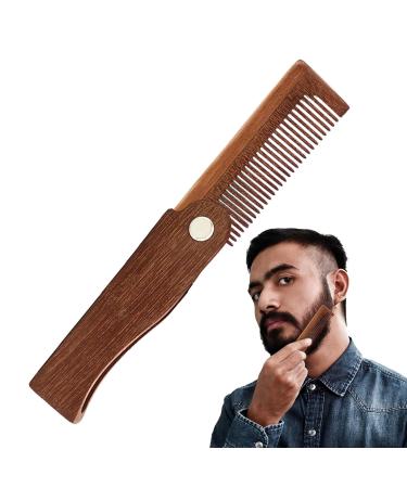 Zceplem Wooden Beard Comb for Men - Portable Foldable Antistatic Hair Tool | Pocket-Sized Bart Ridge Cleaner - Buy Online on GoSupps.com