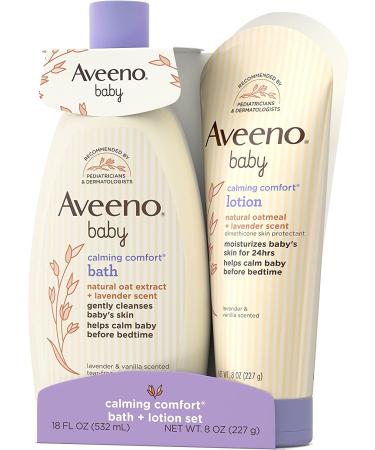 Aveeno Baby Calming Comfort Bath & Lotion Set  Night time Baby Skin Care Products with Natural Oat Extract  Lavender & Vanilla Scents  Paraben-Free  2 Items - Buy Online on GoSupps.com