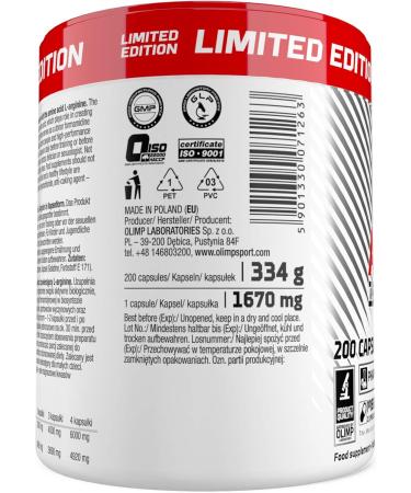 Olimp ArgiPower 1500 Mega Caps - Limited Edition 200 Capsules | High Dose L-Arginine for Optimal Performance - Buy Online on GoSupps.com