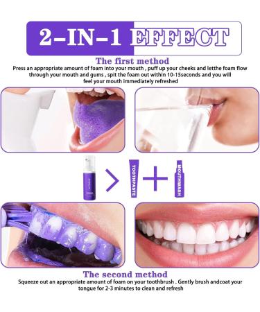 Purple Toothpaste for White Teeth - 2 PCs Color Correction Serum & Oral Foam | Teeth Whitening Booster - Hero Smile - Buy Online on GoSupps.com