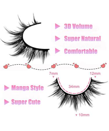 10 Pairs Manga False Eyelashes | Natural Anime Look | 15mm Short Spiky Wispy Faux Mink Lashes for Cosplay - Buy Online on GoSupps.com