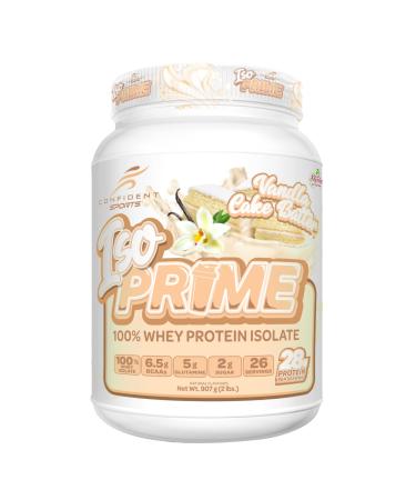 CONFIDENT SPORTS - ISOPRIME - 100% Whey Protein Isolate - 28g of Protein - Delicious VANILLA CAKE BATTER - 907 Gram Vanilla Cake Batter 907 Gram (Pack of 1)