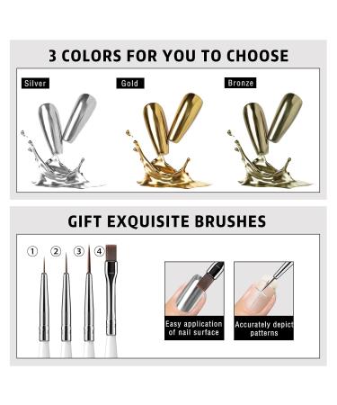 2x8ml Metallic Gel Nail Polish Kit - Glossy Mirror Silver & Gold Chrome Effect for Stunning Nail Art - Soak Off UV/LED DIY Manicure - Buy Online on GoSupps.com