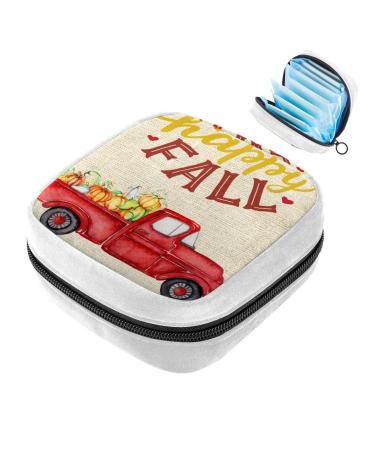 GIAPB Sanitary Napkin Storage Bag Period Bag Tampon Bag Makeup Bag Pad Pouch Autumn Truck Pumpkin Color4207