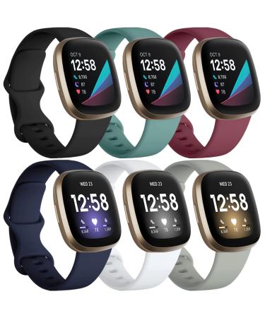 Charlam 6 Pack Replacement Arm strap Compatible with Fitbit Versa 3/Versa 4/Fitbit sense/scythe 2 bracelet soft watch bracelet Sports Watch Armbands for women men Klein S 5.9 "- 7.4" Black/gray/white/white/pine green/navy blue - Buy Online on GoSupps.com