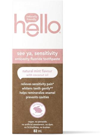 Hello See Ya Sensitivity Toothpaste Fluoride Toothpaste for Sensitive Teeth Soothing Mint Flavor with Coconut Oil Vegan Gluten Free BPA Free No Peroxide 82mL Sensitivity 82 ml (Pack of 1) - Buy Online on GoSupps.com