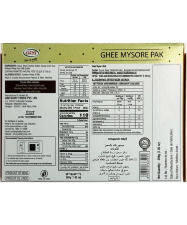GRB Ghee Mysore Pak Made Specially With GRB Ghee GRB The Sign Of Purity Irresistible Indian Sweet Delight Authentic And Rich Flavors in Every Bite 200G Pack Of 1 Ghee Mysore Pak Pack Of 1 - Buy Online on GoSupps.com