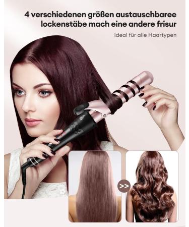 CCKeyin 4 in 1 Curling Iron Set | 9-38mm Ceramic Curling Bar & Brush - Pink | Perfect for Large & Small Curls International Shipping Available - Buy Online on GoSupps.com