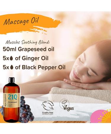 Naissance Grapeseed Oil 32 fl oz - Pure, Natural, Vegan, Hexane Free, Non GMO - Ideal for Aromatherapy and Massage - Natural Moisturizer for Hair & Skin - Buy Online on GoSupps.com