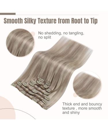 FSHINE Real Hair Clip-In Extensions 40cm 16 inch - 120g Dirty Blonde Highlights | Remy Quality Eechthaar #18p613 - Buy Online on GoSupps.com