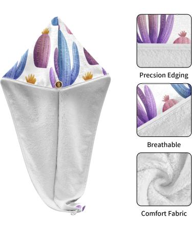 Colorful Cactus Microfiber Hair Turban - Quick Dry 2 Pack for Women & Girls | 9.5 x 24 - International Shipping Available - Buy Online on GoSupps.com