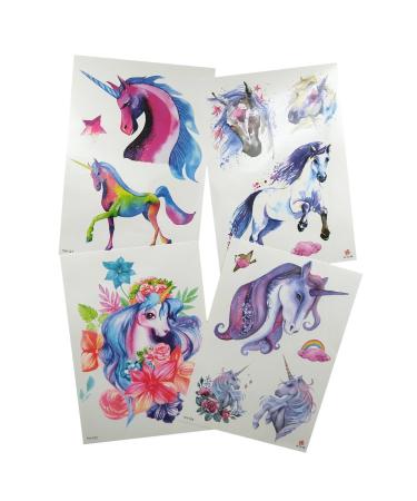 Oottati Temporary Tattoo Stickers - Fairy Tale Horse Wing Unicorn Design - 8 Sheets for Women - Buy Online on GoSupps.com
