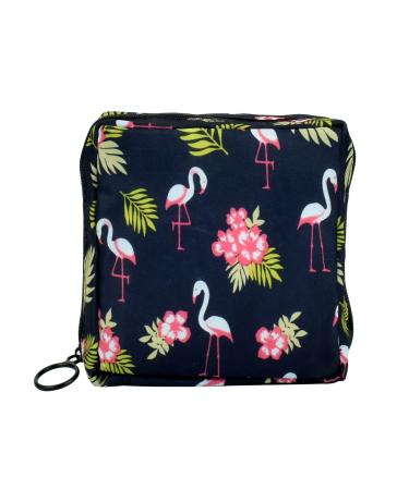 Sanitary Napkin Storage Bag Menstrual Cup Pouch Portable Pads with Zipper Feminine Menstruation First Period Bags for Teen Girls Women Ladies. (Black - Flamingo) - Buy Online on GoSupps.com