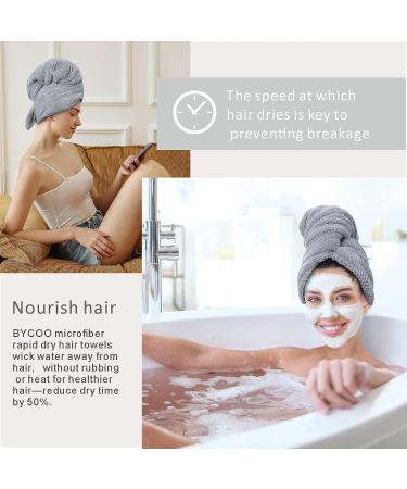 BYCOO Large Microfiber Hair Towel Wrap for Women - Anti Frizz Hair Drying Towel - Fast Dry & Super Absorbent - Gray - Buy Online on GoSupps.com