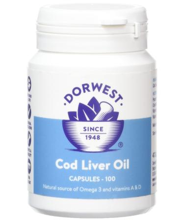 Dorwest Herbs Cod Liver Oil Capsules for Dogs and Cats 100 Capsules 100 Count (Pack of 1)