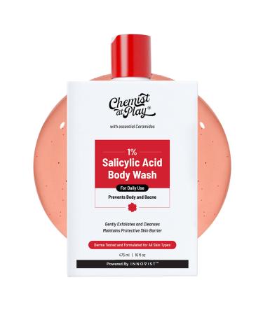 1% Salicylic Acid Body Wash 473ml | Paraben & SLS Free | Gentle Exfoliating Shower Gel | Prevents Body Acne Bumpy Skin & Deep Cleanses Skin | For Men & Women
