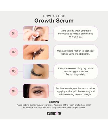 Curacoro 3x Growth Serum - Lash Extension & Eyelash Enhancer for Fuller Longer Lashes - Peptide Serum for Natural Lashes & Eyebrows (5ml) - Fast International Shipping - Buy Online on GoSupps.com