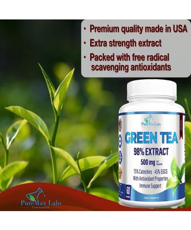 YUMMYVITE Green Tea Extract 98% | 3X Strength | 75% Polyphenols | 45% EGCG | Super Antioxidant - 60 Capsules - Buy Online on GoSupps.com