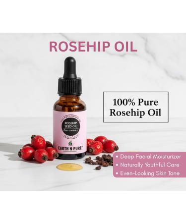 Earth N Pure Rosehip Oil Cold Pressed Natural and Therapeutic Grade for Face with Glass Dropper 15 ml Rosehip 0.53 Fl Oz (Pack of 1) - Buy Online on GoSupps.com