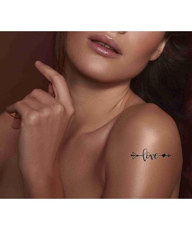 Boho Arrows & Watercolor Bird Feather Temporary Tattoos - Inspirational Word Calligraphy Quotes - Neck, Arm & Chest - 17 Designs for Women, Men & Adults - Buy Online on GoSupps.com