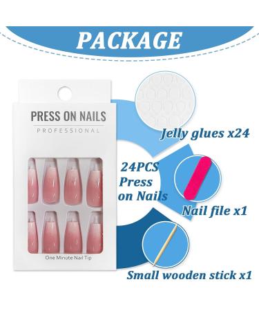 24 Pieces Pink Ballerina Stiletto Press-On Nails - Full Cover Acrylic Fingernails for Women & Girls - Perfect Nail Art Manicure - Buy Online on GoSupps.com