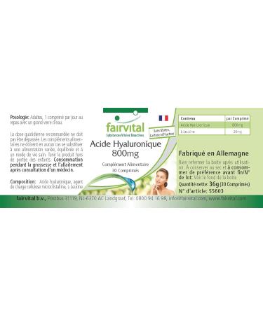 Fairvital | Hyaluronic acid 800 mg - 30 tablets - Extra high dosage - Monthly pack - 100% vegan - Buy Online on GoSupps.com