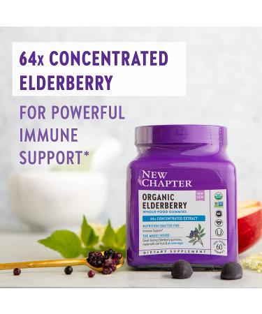 New Chapter Organic Elderberry Gummies - 60 Vegan Whole-Food Gummies for Immune Support - Buy Online on GoSupps.com