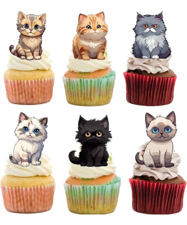 18pcs Cute Cat Cupcake Toppers for Boys Girls Pet Baby Shower Kitten Meow Party Supplies Favor Little Cat Themed Birthday Party Decorations - Buy Online on GoSupps.com