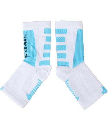 Sports Heel Socks Sectional Compression Restraint Free Foot Sleeves for Athlete (White and Blue) - Buy Online on GoSupps.com