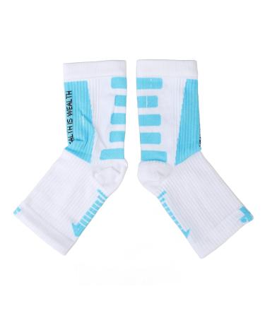Foot Sleeve for Flexible Movement - Sectional Compression Sports Heel Socks (White & Blue) | Enhance Performance & Comfort - Buy Online on GoSupps.com