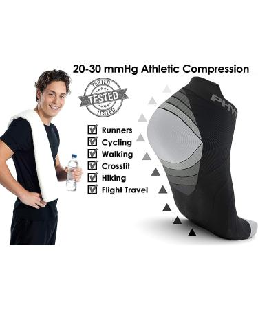 Physix Gear Sport Low Cut Compression Socks - Arch Support, Large-X-Large, Black/Grey (2 Pairs) - Buy Online on GoSupps.com