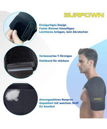 Surpown Adjustable Shoulder Support for Men & Women | Pain Relief Shoulder Strap & Cuff | Fits Left or Right - Ideal Shoulder Bandage - Buy Online on GoSupps.com