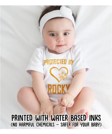 Personalized Protected By [Dog Name] Baby Grow for Baby Girl or Boy | Cute & Comfortable Vests with Matching Dog Scarf | 0-3 Months White - Buy Online on GoSupps.com