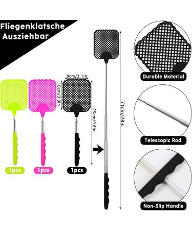 Premium Extendable Fly Swatter Set - 3 Telescopic Green Swatters for Flies Mosquitoes & Insects - Ideal for Outdoor & Indoor Use - Buy Online on GoSupps.com