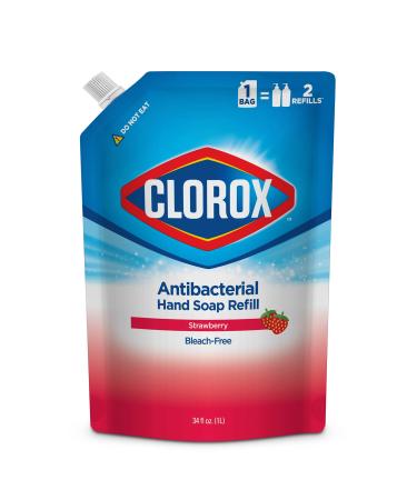 Clorox Antibacterial Liquid Hand Soap Refill Strawberry Scent - Scented Hand Wash Liquid Soap for Bathroom or Kitchen - Washes Away Dirt from Hands and Keeps Them Soft 34 Fl Oz Strawberry 34 Fl Oz (Pack of 1)