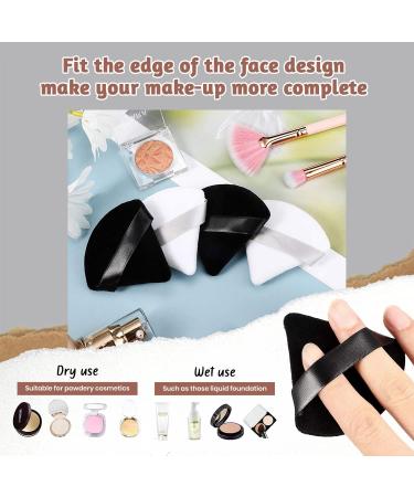 QLines Powder Puff 4 Pcs - Triangle Powder Puffs - Soft & Resuable Foundation Makeup Sponge with Silky Ribbon - Perfect for Pressed and Loose Powder Dry & Wet Makeup Black & White 4Pcs - Buy Online on GoSupps.com