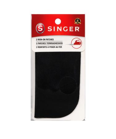 SINGER 00065 Iron-On Patches for Clothing Repair, 5-inch by 5-inch, 2-Count, Black 5" x 5"
