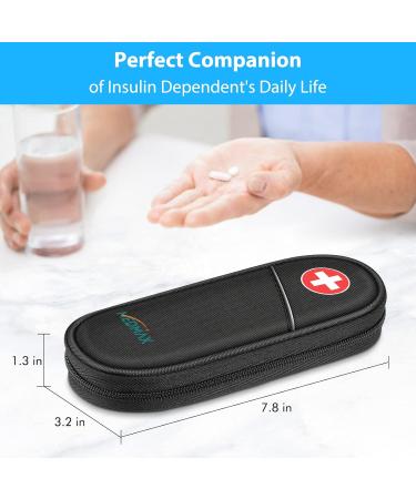 MEDMAX Insulin Cooler Travel Case with 2 Ice Packs - Portable Water Resistant Diabetic Medication Organizer - Insulated Cooling Bag for Insulin Pen - Black - Buy Online on GoSupps.com