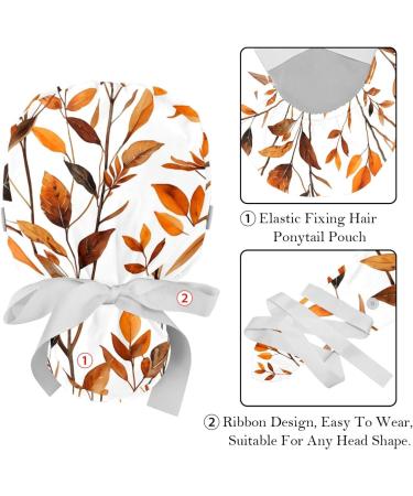 2 Pieces Scrub Caps Women Autumn Flowers Scrub Caps Women Ponytail for Kitchen Multicolour - Buy Online on GoSupps.com