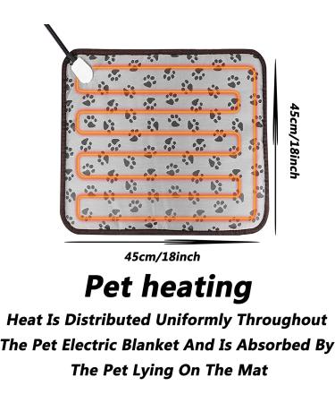 Adjustable Pet Heating Pad - Electric Dog Cat Thermal Mat with Timer & Waterproof Design - 18in x 18in Grey - Includes Anti-Chew Cord & Bonus Cover - Buy Online on GoSupps.com