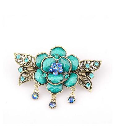 Vintage French Rhinestone Flower Butterfly Hair Clips for Women & Teens - Blue Floral Hair Accessories - Buy Online on GoSupps.com