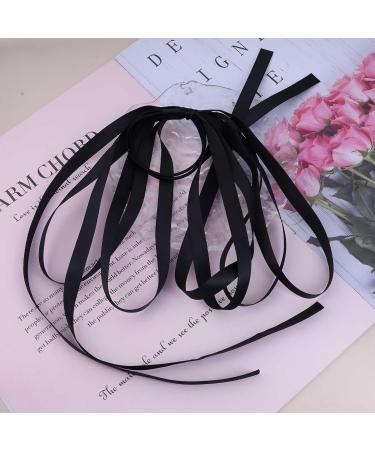 Dervivea Vintage Black Ribbon Bow Hair Ties Rope Silk Satin Bow Hair Rope Long Ribbon Bow Hair Scrunchies Bowknot Ponytail Holder Hair Tie Elastic Hair Tie Decorative Hair Accessories for Women - Buy Online on GoSupps.com