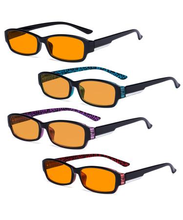 Eyekepper 4-pack Reading Glasses Blue Light Blocking for Women Orange Tinted +1.25 Blue Light Blocking-b98-4 Pairs 1.25 x