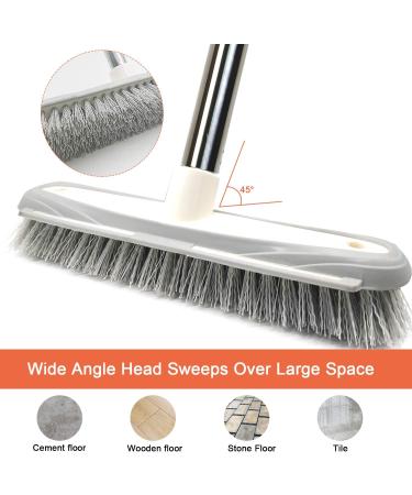 IZSOHHOME Floor Scrub Brush with Long Handle for Cleaning Tile Kitchen Bathroom Patio Wall and Deck.Adjustable Stainless Steel Long Handle-46.5" White - Buy Online on GoSupps.com