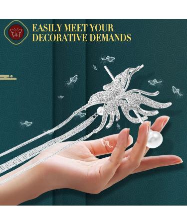 LALAFINA Butterfly Pearl Hairpin Hair Jewels for Women Hair Tassel Chinese Hair Fork Chinese Headdress Pearl Hair Chopsticks Bride Headpiece Pan Hair Artifact Metal Women's Alloy - Buy Online on GoSupps.com