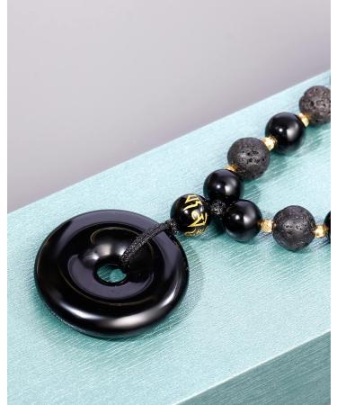 Feng Shui Black Obsidian & Lava Rock Necklaces - Essential Oil Diffuser for Men & Women | Protection Amulets & Power Gemstones - Buy Online on GoSupps.com