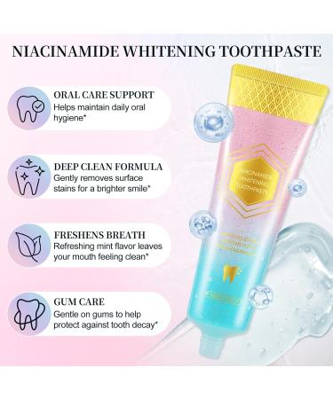 Niacinamide Whitening Toothpaste Gum Repair Effectively Whitens Teeth Protects Tooth Enamel Effectively Whitens Teeth Protects Tooth Enamel Freshens Breath 24 Hours (2 Pack) 6.4 Ounce (Pack of 1) - Buy Online on GoSupps.com